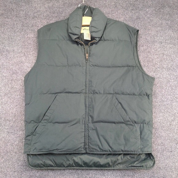 Eddie Bauer Men's Full Zip Down Puffer Vest Green Medium Mock Neck Lined - Picture 2 of 14